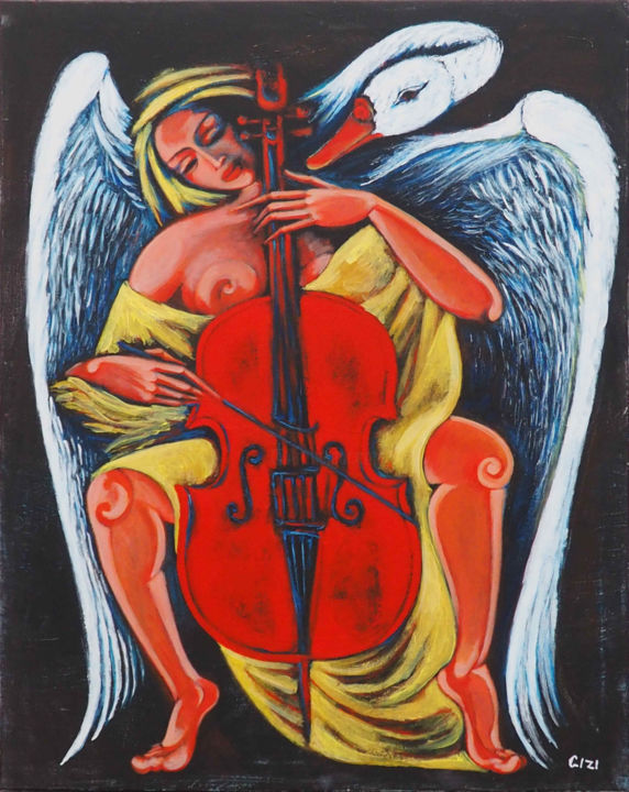 Peinture intitulée "Leda" par Gizi, Œuvre d'art originale, Acrylique Monté sur Châssis