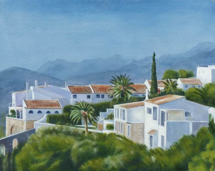 Painting titled "MIJAS PUEBLO (Spain)" by Gordon Whiting, Original Artwork, Oil