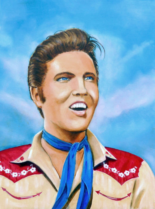 Peinture intitulée "MY MATE ELVIS" par Gordon Whiting, Œuvre d'art originale, Huile