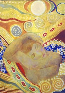 Peinture intitulée "la belle endormie" par Edmond Gjikopulli, Œuvre d'art originale, Huile