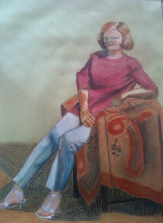 Pintura titulada "Portrait of female…" por Gregory Paul Kampwirth, Obra de arte original, Pastel