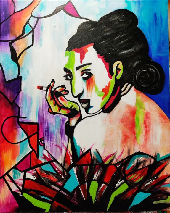 Painting titled "Rossy De Palma 2" by Katie Guittard, Original Artwork, Acrylic