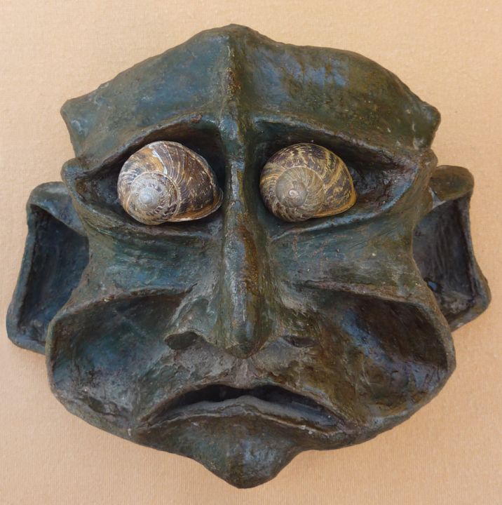 Sculpture intitulée "Gros yeux" par Gérard Koelen, Œuvre d'art originale, Terre cuite