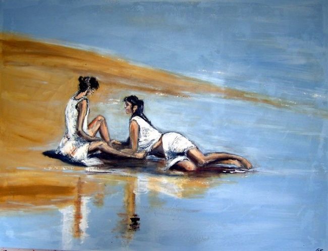 Peinture intitulée "Beach life" par Gunter Kreil, Œuvre d'art originale
