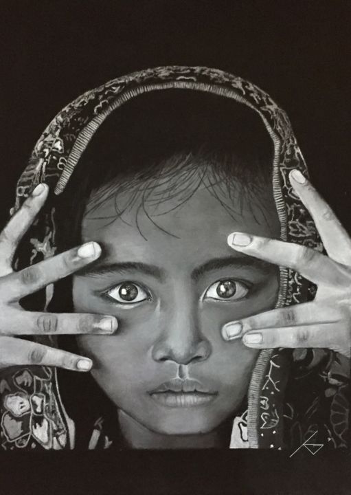 Drawing titled "Navya" by Gerald Ksavrelof, Original Artwork, Chalk