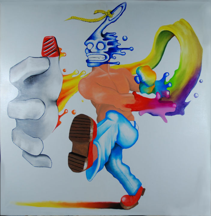 Schilderij getiteld "Runing from self" door Amaretov, Origineel Kunstwerk, Olie