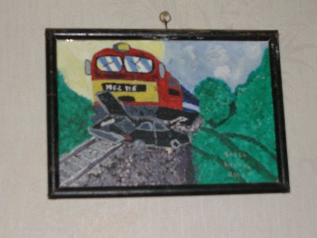 Painting titled "Engine and car coll…" by Gladys3, Original Artwork