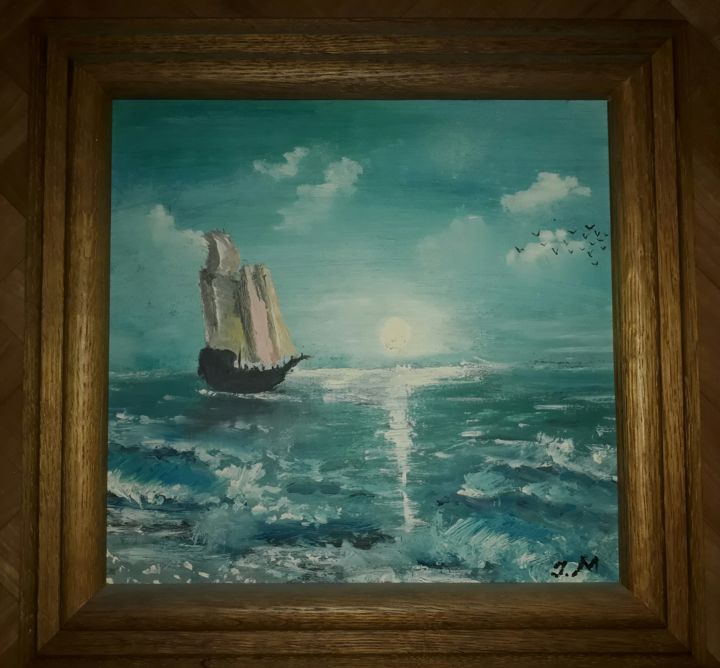 Painting titled "Ocean" by M.I., Original Artwork, Oil