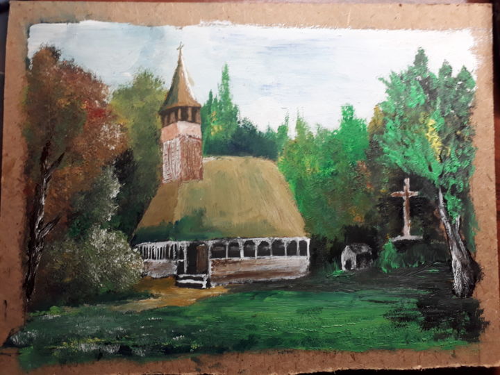 Painting titled "Church." by M.I., Original Artwork, Oil