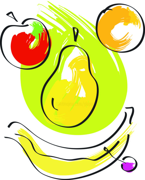 Digital Arts titled "Visage fruits.jpg" by Gilbert Laporta, Original Art, 2D Digital Work