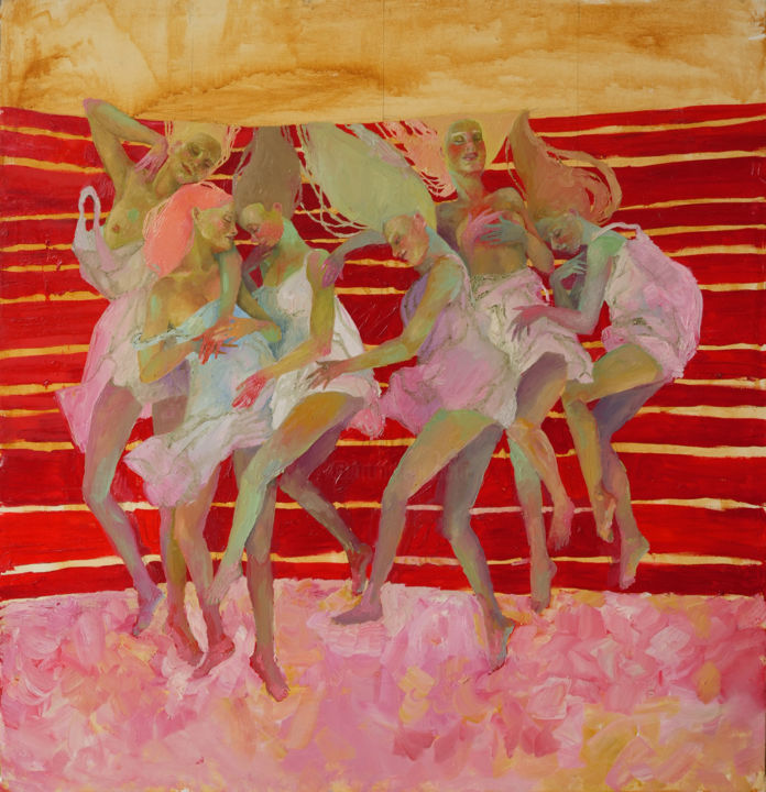 Peinture intitulée "pink sea" par Moimoi, Œuvre d'art originale, Huile