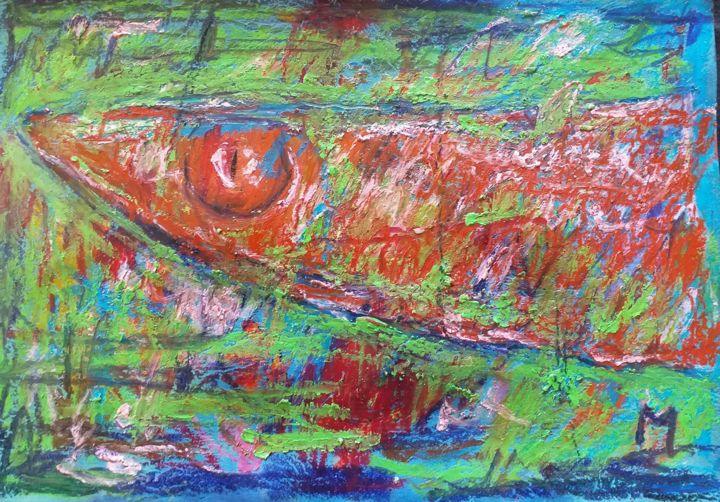 Disegno intitolato "Fish" da Michele Carosella, Opera d'arte originale, Pastello