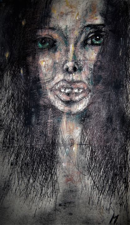 Painting titled "Woman" by Michele Carosella, Original Artwork, Acrylic