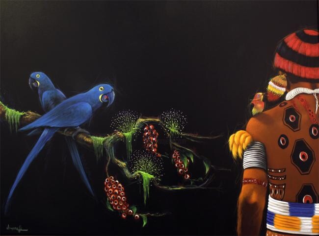 Pittura intitolato "Guardião da Floresta" da Gledson Franqueira Amorelli, Opera d'arte originale