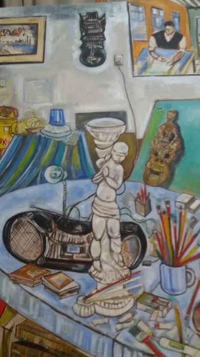 Painting titled "Atelier" by Gleidson Riff, Original Artwork, Oil
