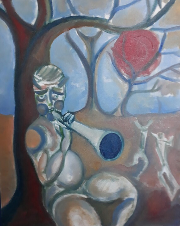 Pintura intitulada "Sátiro" por Gleidson Riff, Obras de arte originais, Óleo