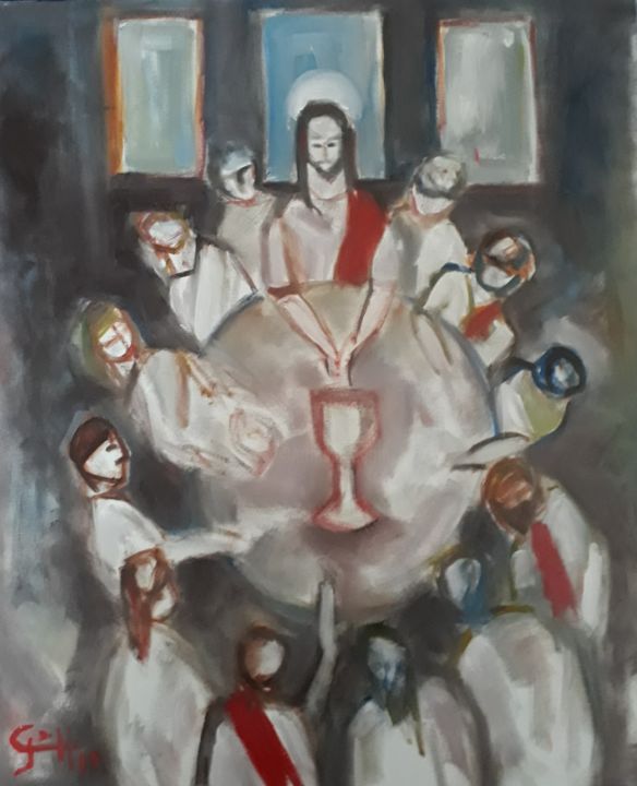 Pintura intitulada "Ultima ceia" por Gleidson Riff, Obras de arte originais, Óleo