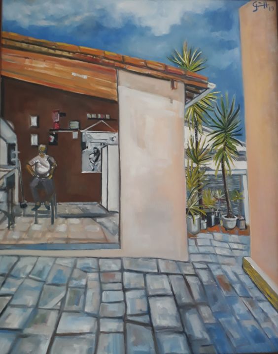 Pintura intitulada "Quintal" por Gleidson Riff, Obras de arte originais, Óleo