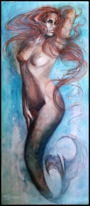 Peinture intitulée "sirène" par Gleisner, Œuvre d'art originale, Huile