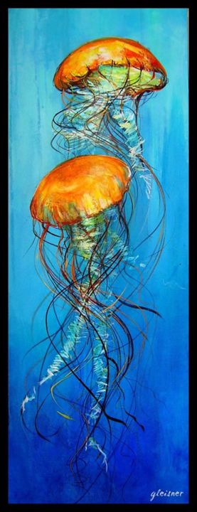 Painting titled "meduses" by Gleisner, Original Artwork, Oil