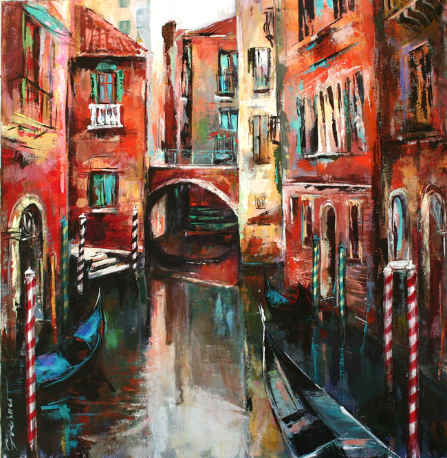 Schilderij getiteld "Venise" door Gleisner, Origineel Kunstwerk, Acryl