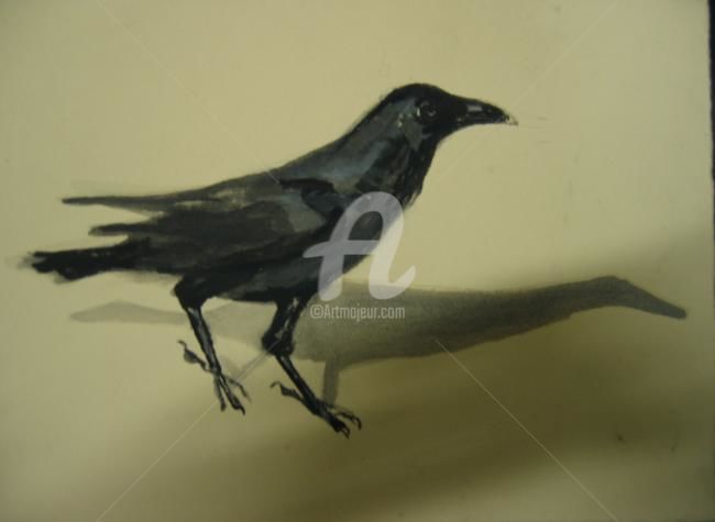 绘画 标题为“Crow1” 由Glenda Fell Jones, 原创艺术品, 油