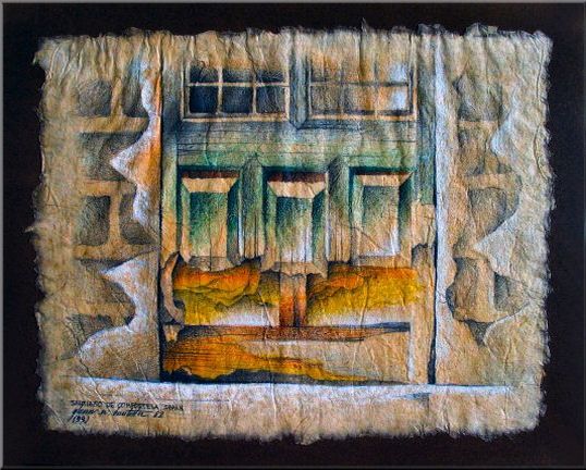 图画 标题为“A Door in Compostel…” 由Glenn Bautista, 原创艺术品