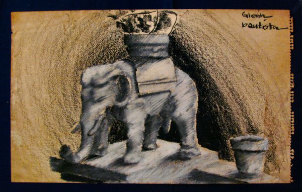 Drawing titled "Elephant Guard '63" by Glenn Bautista, Original Art,