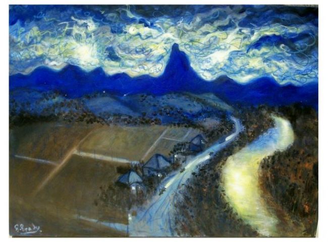 Painting titled "Mt warning at sunset" by Glenn Brady, Original Artwork