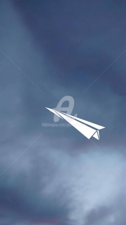 Kolaże zatytułowany „Paper Plane (Blue)” autorstwa Glenn Durrance, Oryginalna praca, Inny