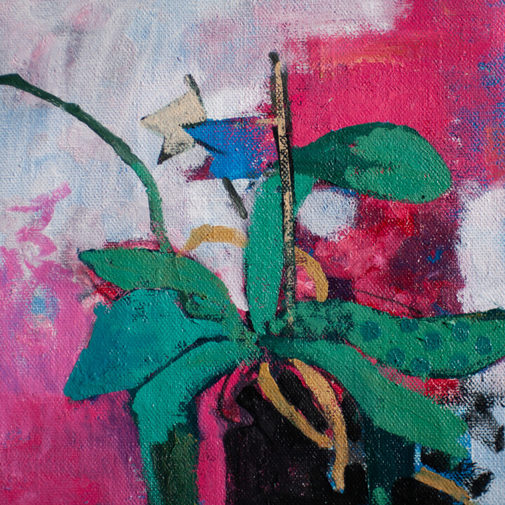 Картина под названием "Flowerpot" - Glib Franko, Подлинное произведение искусства, Масло Установлен на Деревянная рама для н…
