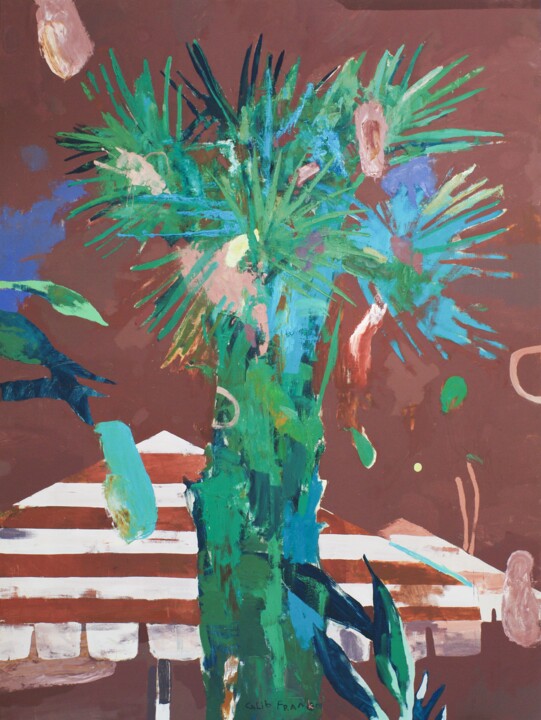Картина под названием "Palm [moment]" - Glib Franko, Подлинное произведение искусства, Масло Установлен на Деревянная рама д…