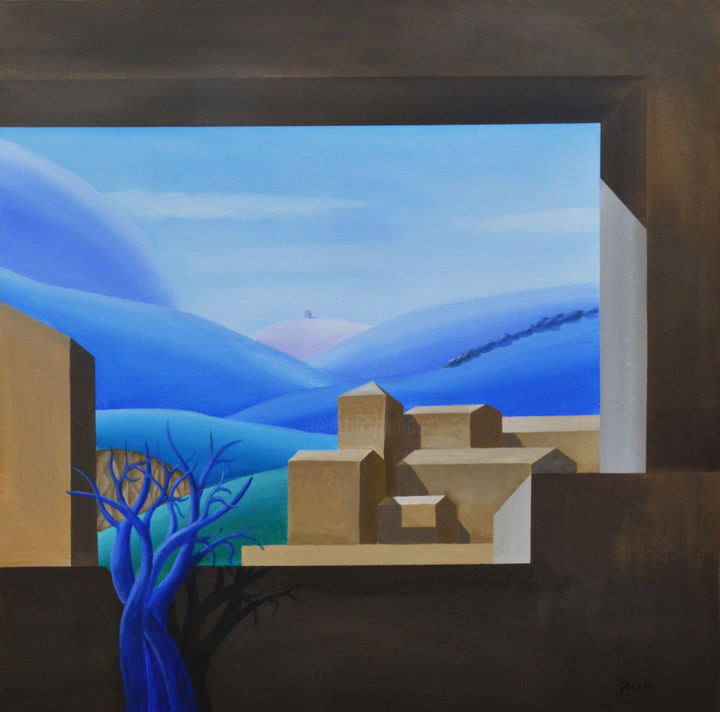 Pittura intitolato "ALBERO BLU" da Gaetano Ligrani, Opera d'arte originale, Acrilico