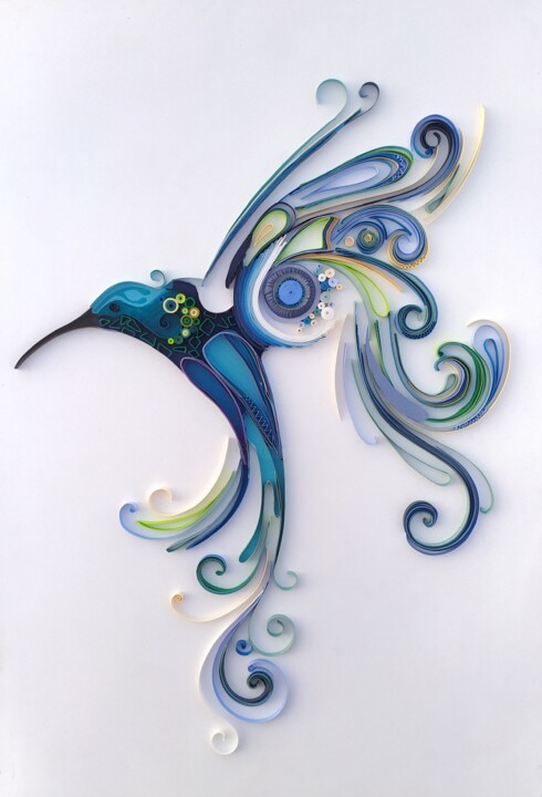 Sculptuur getiteld "The hummingbird art" door Glimpsecraft Priyanka, Origineel Kunstwerk, Papier