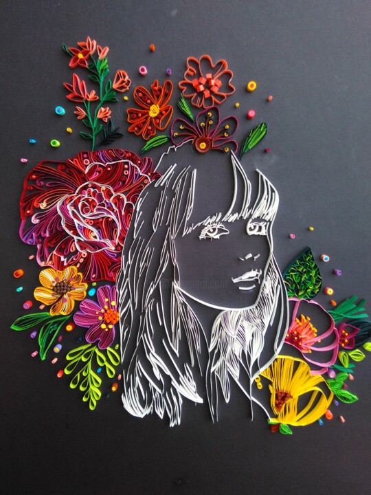 Sculpture titled "The girl portrait w…" by Glimpsecraft Priyanka, Original Artwork, Acrylic