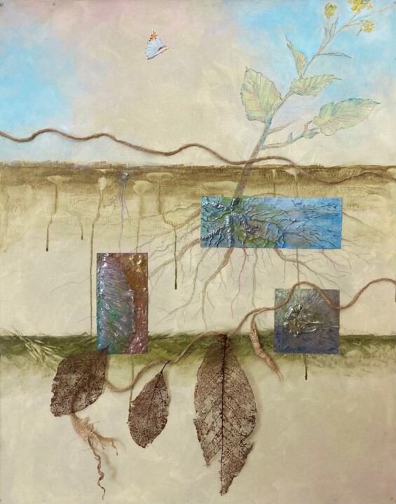 Collages intitulée "New Beginning" par Gloria Nilsson, Œuvre d'art originale, Crayon