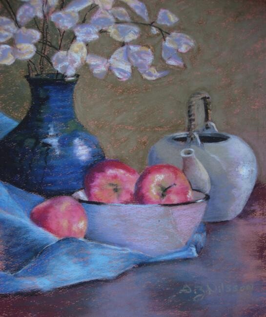 Pittura intitolato "Red Apples" da Gloria Nilsson, Opera d'arte originale