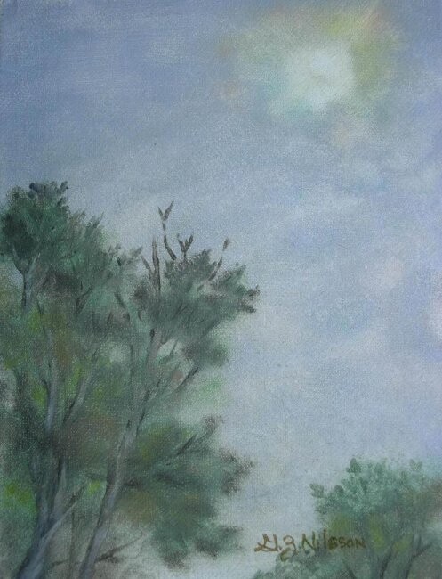 Painting titled "Early Morning Sky" by Gloria Nilsson, Original Artwork