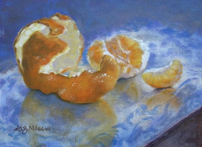 Painting titled "Royal Oranges" by Gloria Nilsson, Original Artwork, Oil