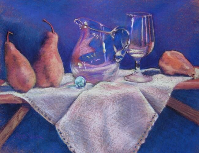 Schilderij getiteld "Marble, Pears, and…" door Gloria Nilsson, Origineel Kunstwerk