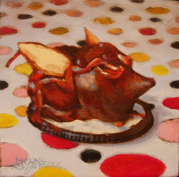 Painting titled "Cocoa Critter" by Gloria Nilsson, Original Artwork, Oil