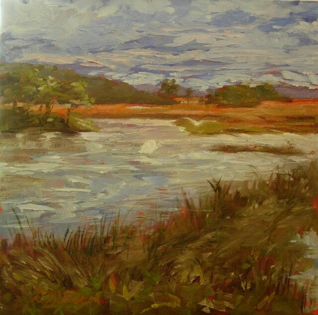 Painting titled "Mid-Day, Lyme, Conn…" by Gloria Nilsson, Original Artwork, Oil