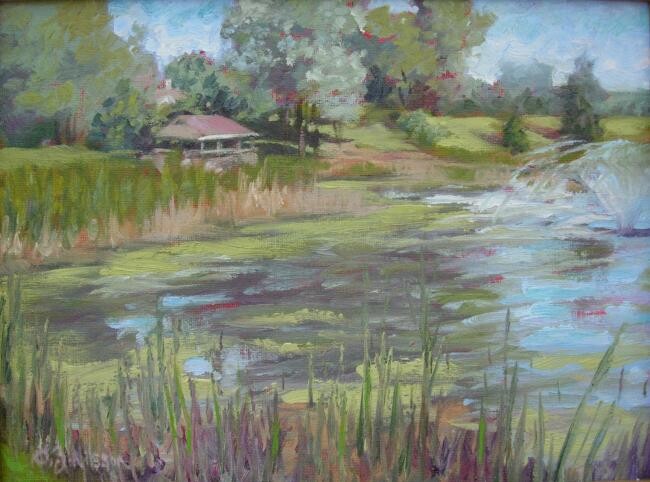 Painting titled "The Pond at Chester…" by Gloria Nilsson, Original Artwork, Oil
