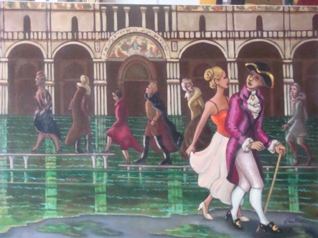 Peinture intitulée ""Acqua Alta"" par Gloria Vinci, Œuvre d'art originale, Huile