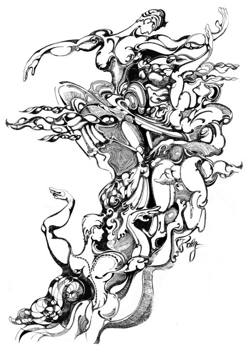 Desenho intitulada "Dancers" por Stan Kalinin, Obras de arte originais