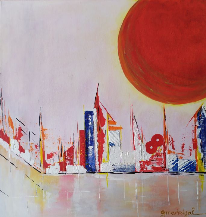 Peinture intitulée "Planète inconnue" par Geneviève Madrigal, Œuvre d'art originale, Acrylique