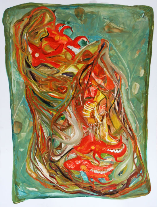Painting titled "monstre" by Grégory M. Compagnon, Original Artwork, Oil