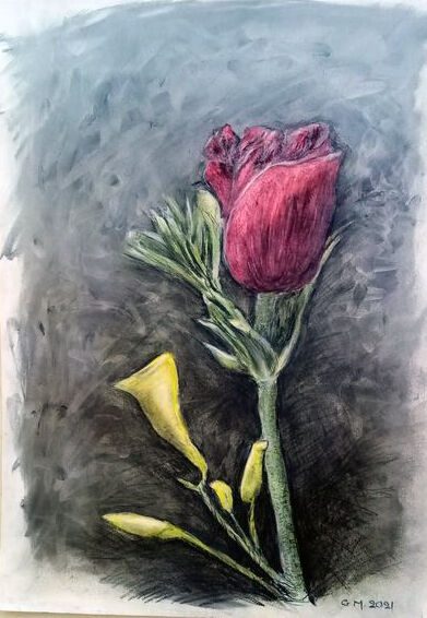 제목이 "Άνθη"인 그림 Georgia Melanitou (G.M.)로, 원작, 숯