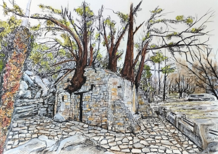 Desenho intitulada "Φυσική σύνθεση" por Georgia Melanitou (G.M.), Obras de arte originais, Pastel