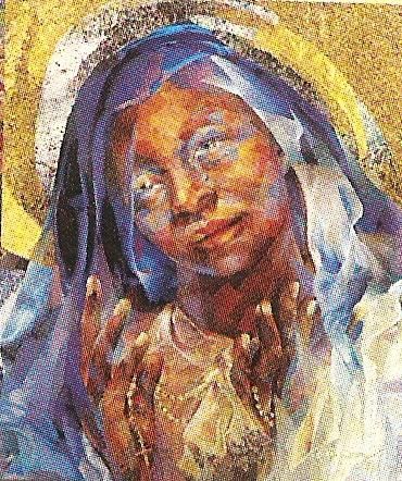 Peinture intitulée "La vierge créole (R…" par Geneviève Mourès, Œuvre d'art originale
